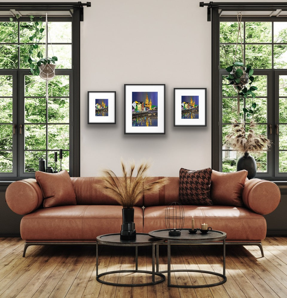 A Limited Edition Irish Cork City print Ideal gift black frames.