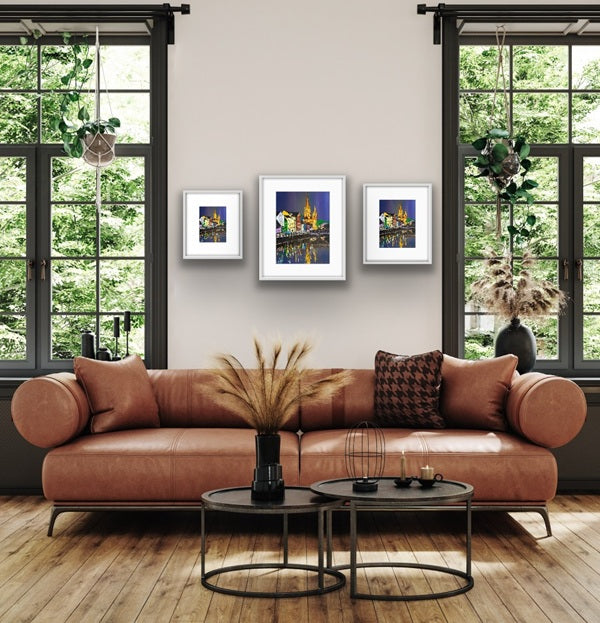 A Limited Edition Irish Cork City print Ideal gift white frames.