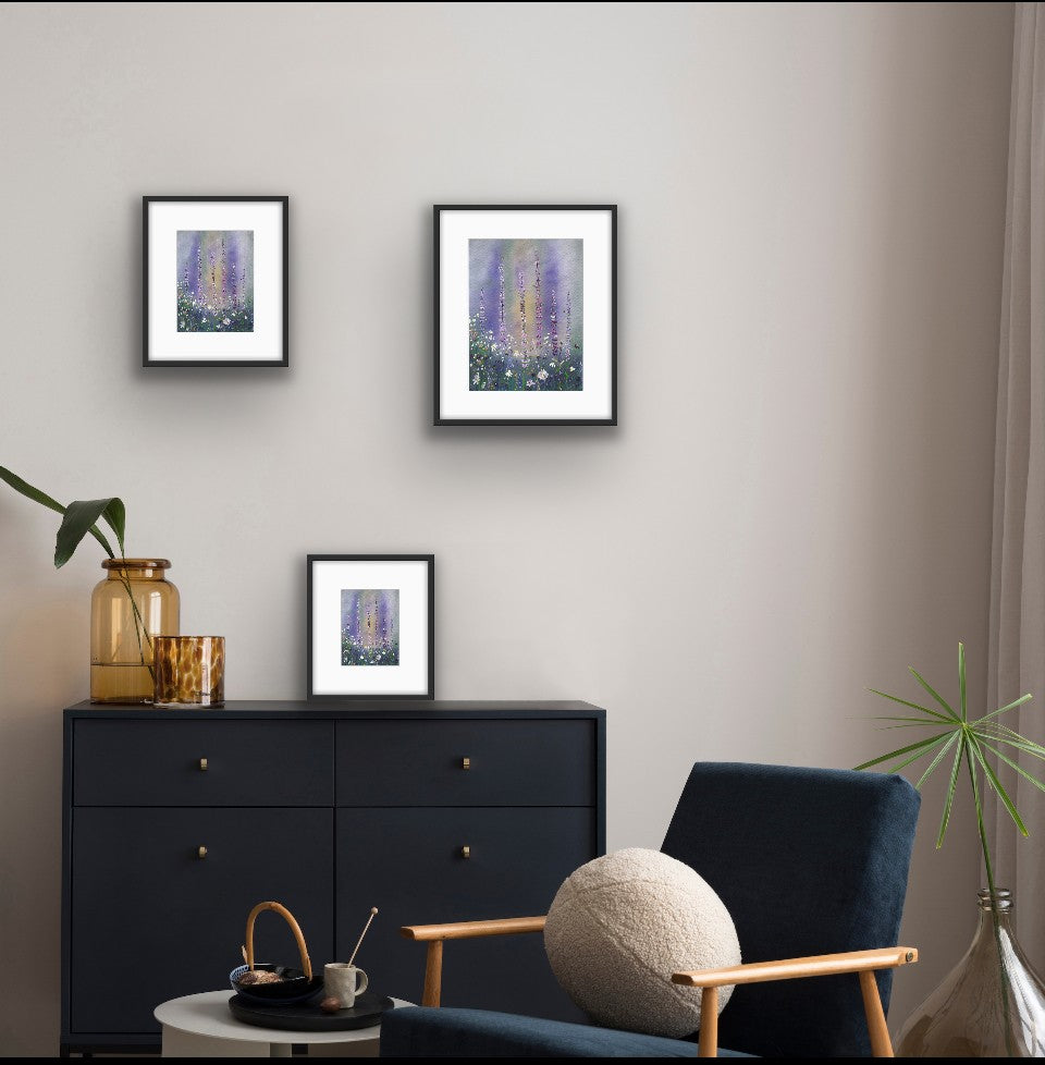 Joyous is a colourful Irish Limited Edition print full of bees, blossoms, and bright summer energy Ideal Gift in Black Frames