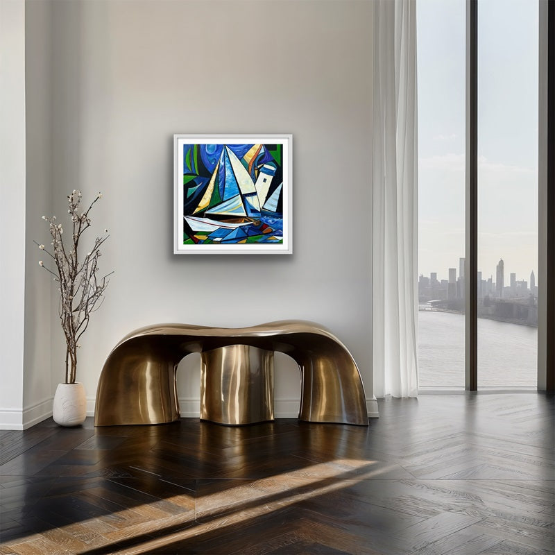 A Limited Edition Irish Print A bold, abstract print As Fast as The Wind from my Abstract Series hanging on a wall