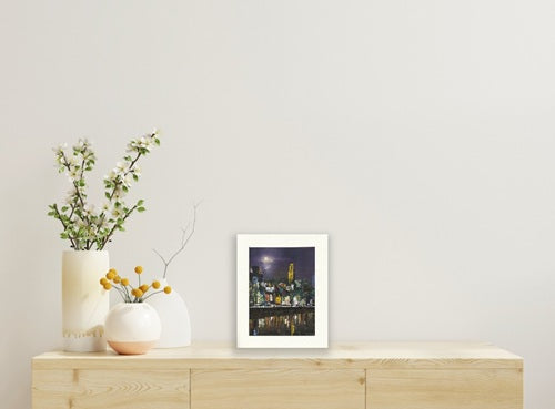 A Limited edition Cork City print featuring Shandon Bells and vibrant reflections on the River Lee in Black frames Ideal Gift for anyone with a Cork Connection medium mounted only