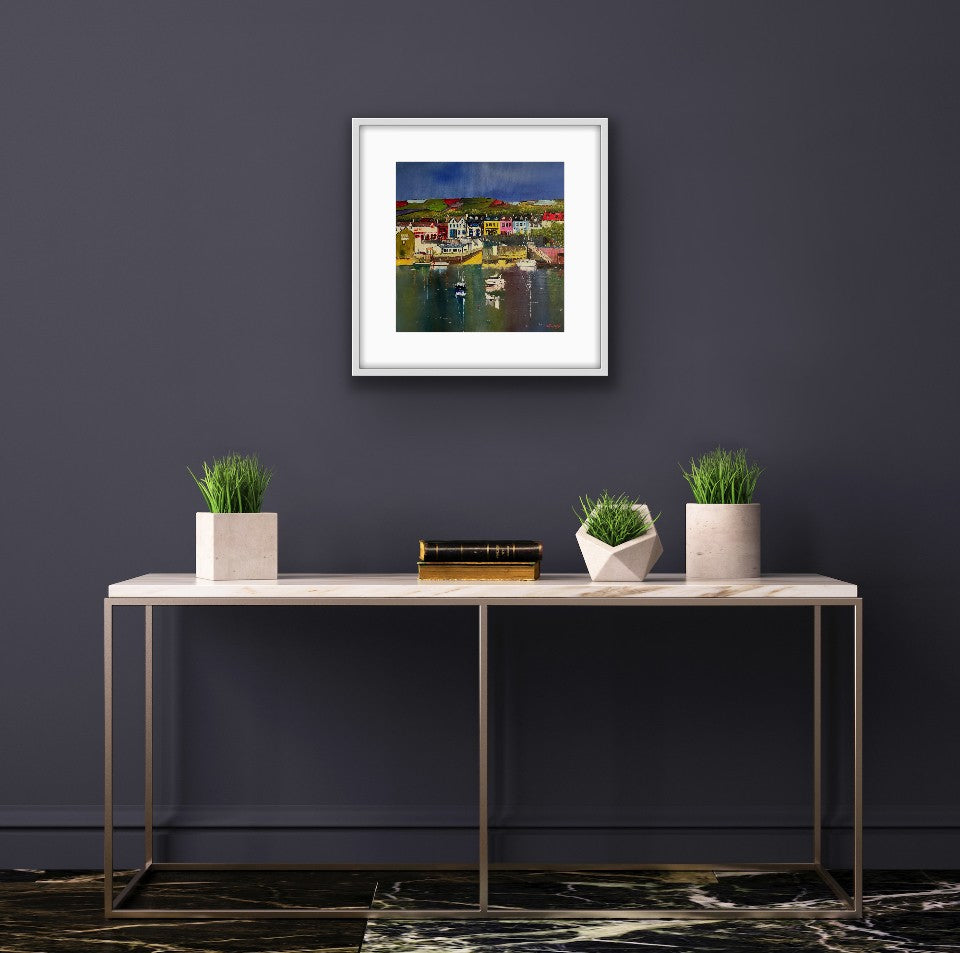 Vibrant coastal scene of Baltimore, Ireland – a meaningful print for gifting