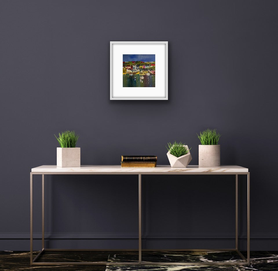 Baltimore Harbour art print – a thoughtful Irish gift with colourful boats and houses