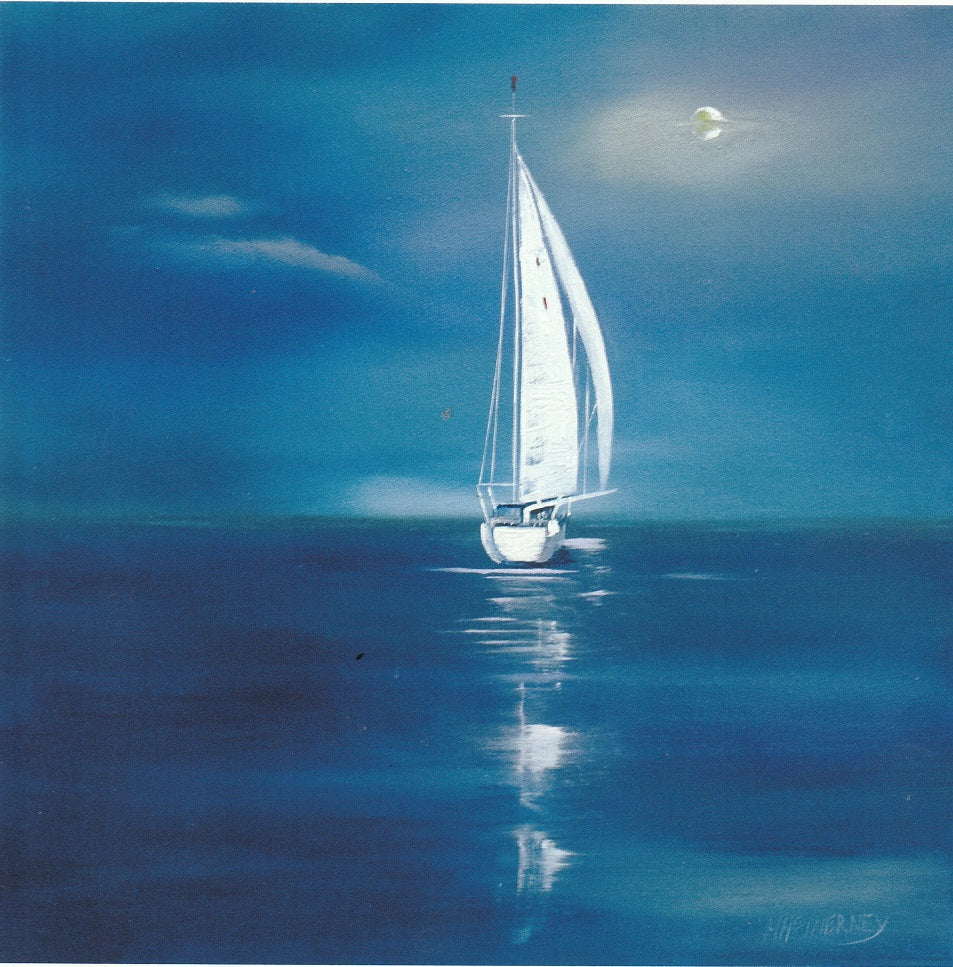 A Limited Edition Print of a sailing boat out to sea. Nothing in sight only the blue ocean