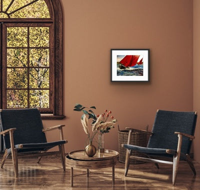 Galway Hooker print with Atlantic waves – unique Irish nautical gift