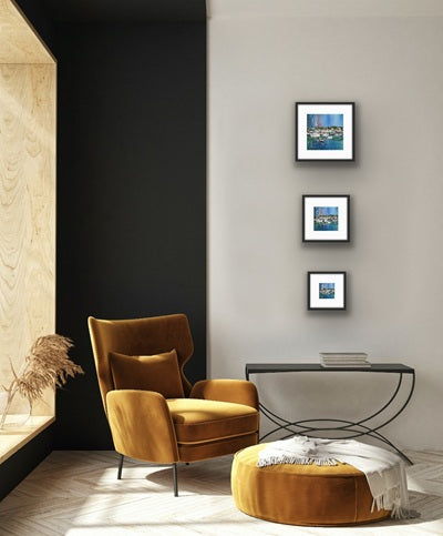 Thoughtful Irish coastal gift featuring tranquil boats and harbour reflections.